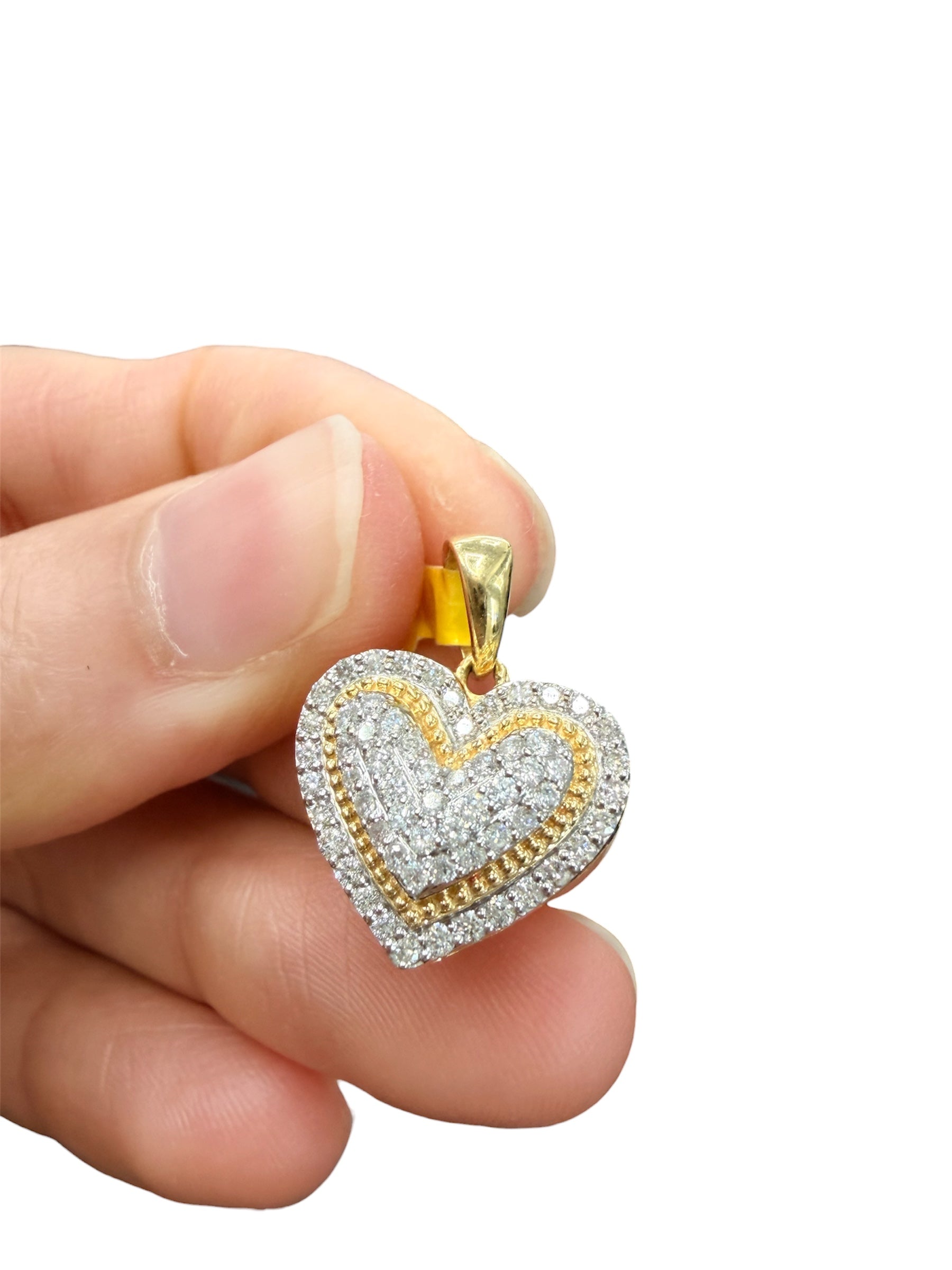 10K Gold with Natural Diamonds Heart Pendant