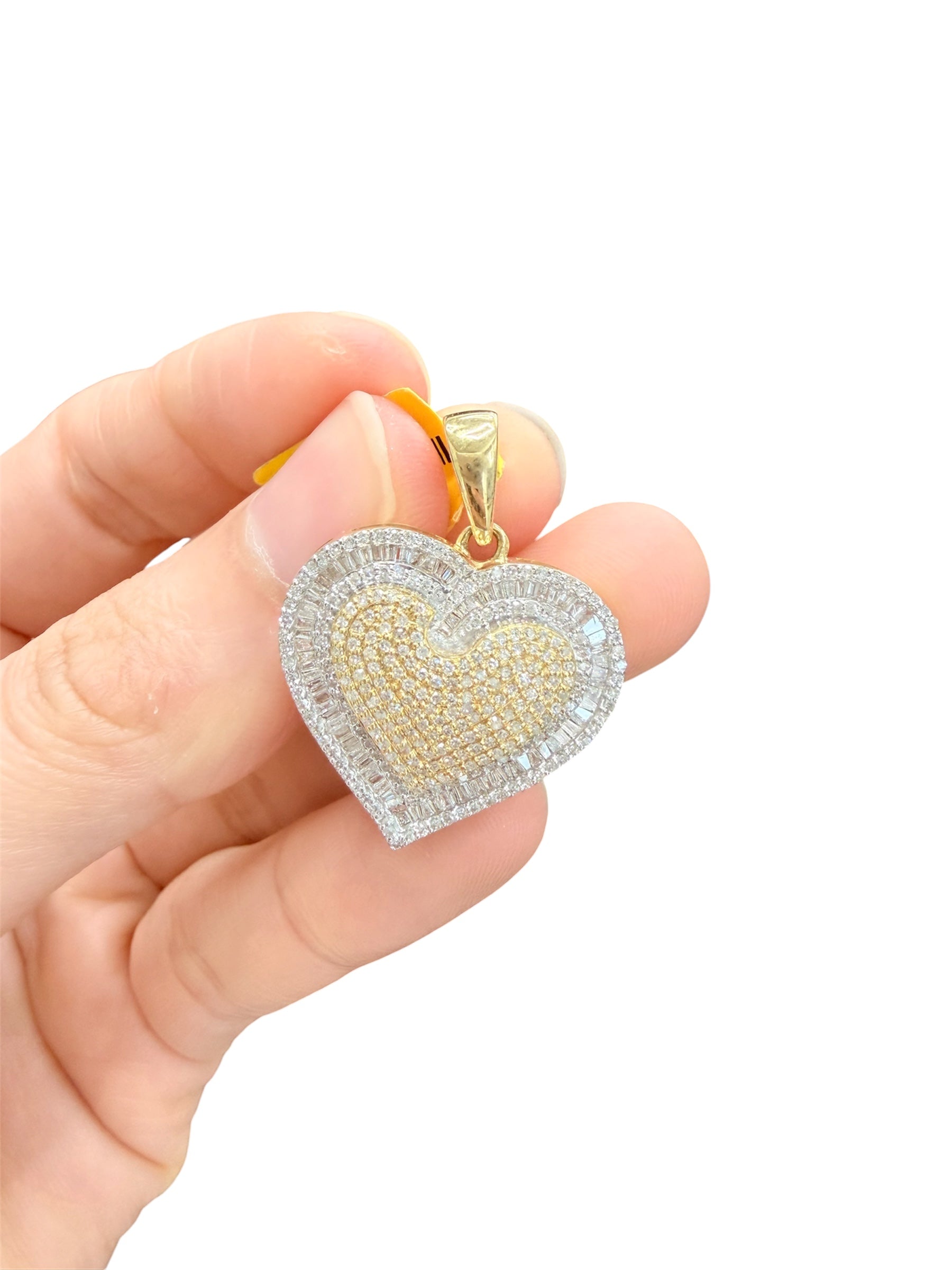 10K Gold with Natural Diamonds Heart Pendant